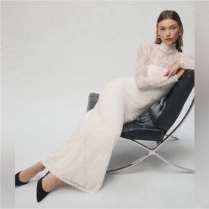 Reformation white lace long sleeves high neck Otrano dress wedding size 0 bride